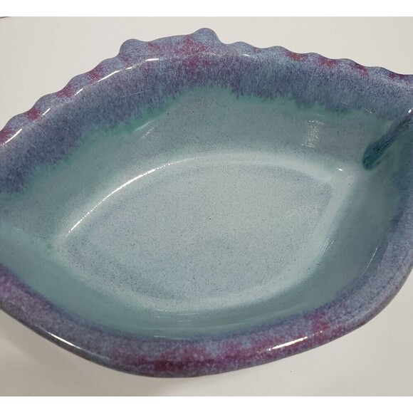 Crab Shaped Dish Bowl Art Pottery Glazed Stoneware Signed 8" Coastal Nautical - Picture 13 of 13